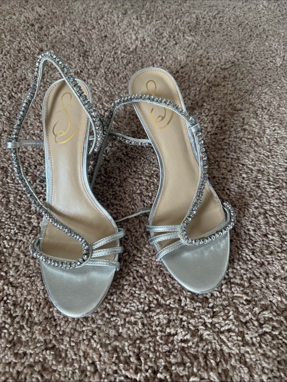 Silver Rhinestone Strappy Dress Sandals